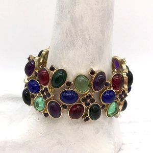 Vintage Multi color gem gold tone bracelet by Talbots 7" length